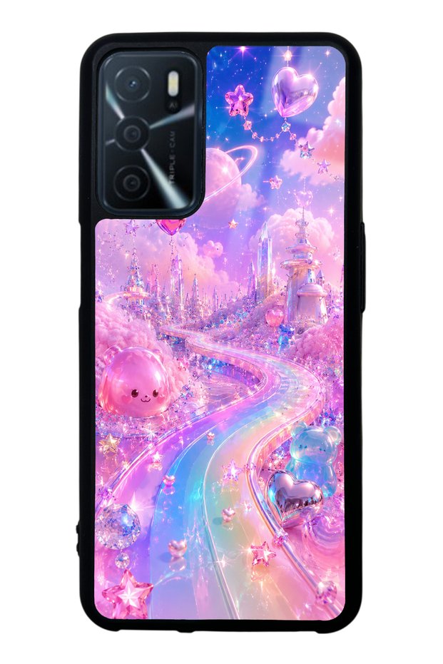 Oppo A16 Crystal Heart City Design Glossy Phone Case