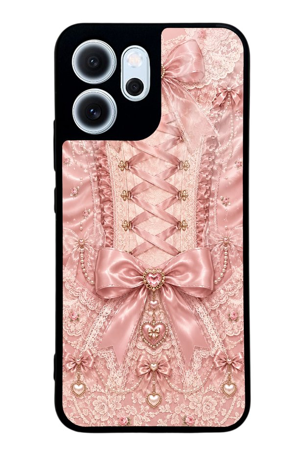 Oppo Reno 14F Pink Corset Coquette Design Glossy Phone Case