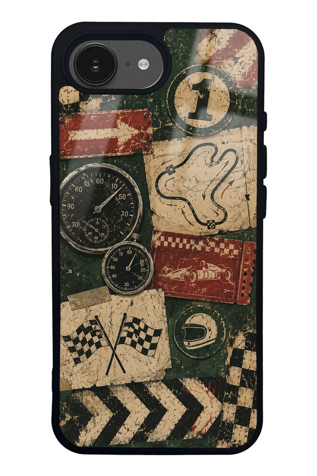 iPhone 16E Heritage Track Club Design Glossy Phone Case