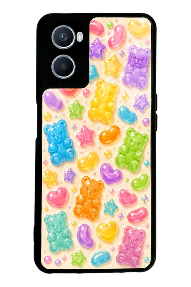 Oppo A96 Glossy Phone Case with Sweet Bear Jelly Design