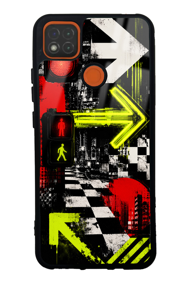 Xiaomi Redmi 9C Glossy Phone Case with Neon District Design