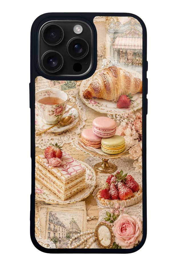 iPhone 16 Pro Max Paris Tea & Pastry Design Glossy Phone Case