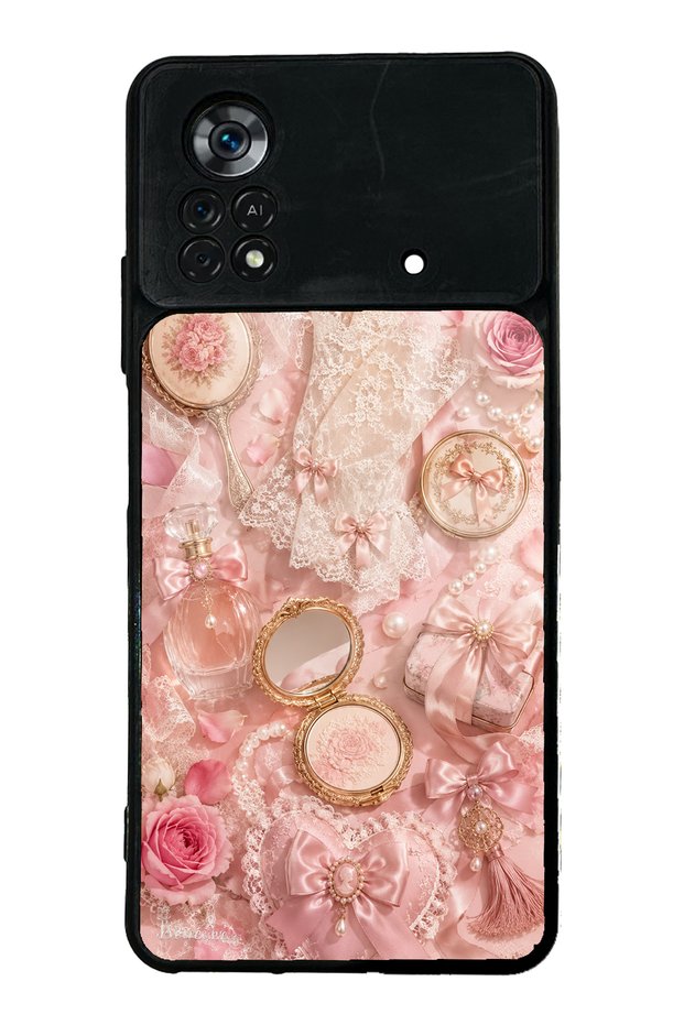 Xiaomi Poco X4 Pro Glossy Phone Case with Vintage Rose Vanity Design
