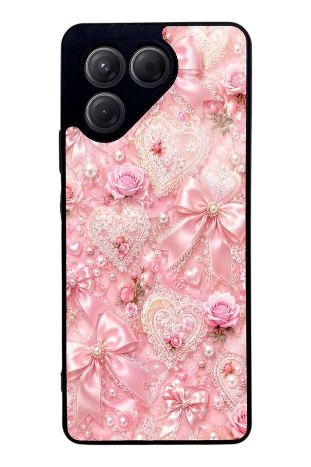 Tecno Pova 7 Pink Lace Romance Design Glossy Phone Case
