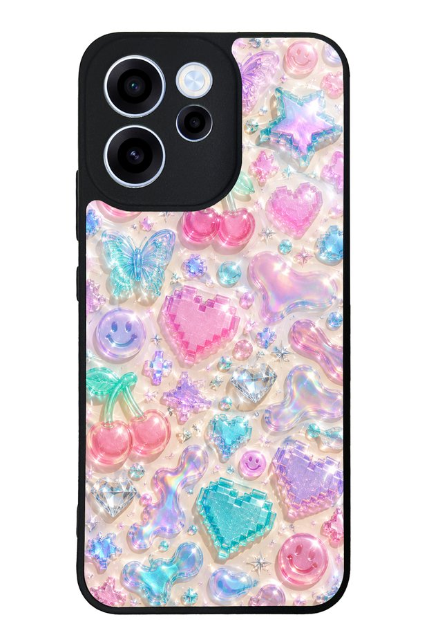 Oppo Reno 15F Y2K Glossy Phone Case with Jelly Charms Design