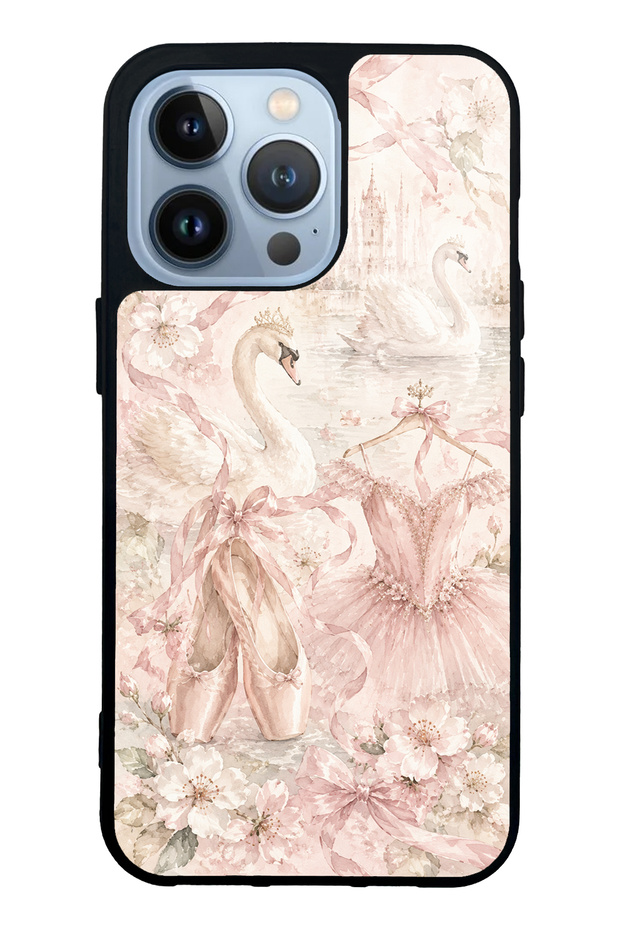 iPhone 13 Pro Pink Swan Ballet Design Glossy Phone Case