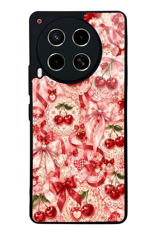 Tecno Camon 30 Glossy Phone Case with Cherry Lace Fantasy Design