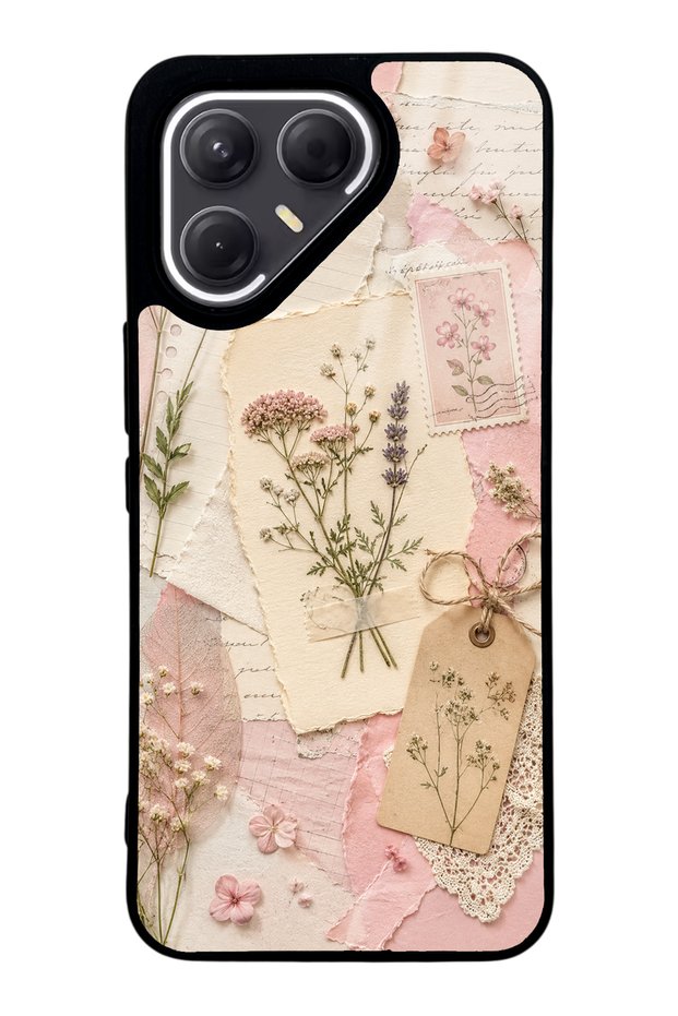 Tecno Pova 7 Pro Glossy Phone Case with Blush Herbarium Design