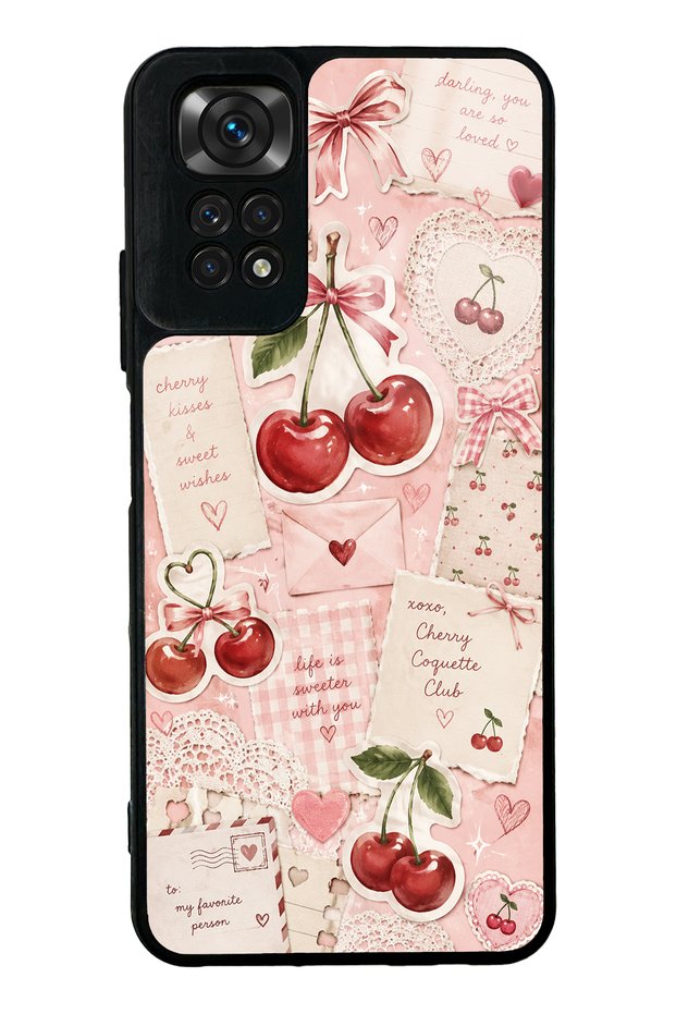 Xiaomi Redmi Note 11S Glossy Phone Case with Cherry Love Letters Design
