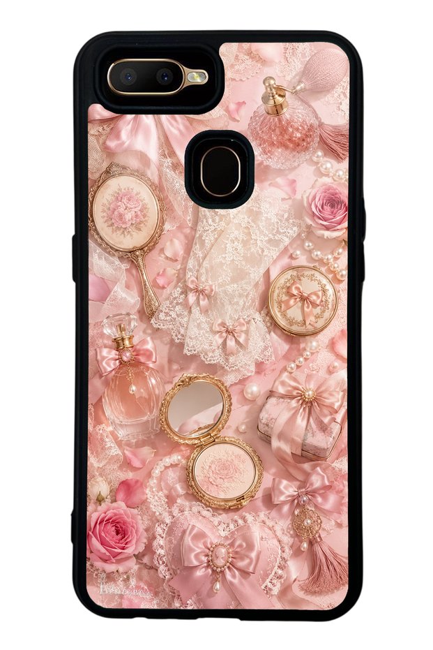 Oppo A5S Glossy Phone Case with Vintage Rose Vanity Design