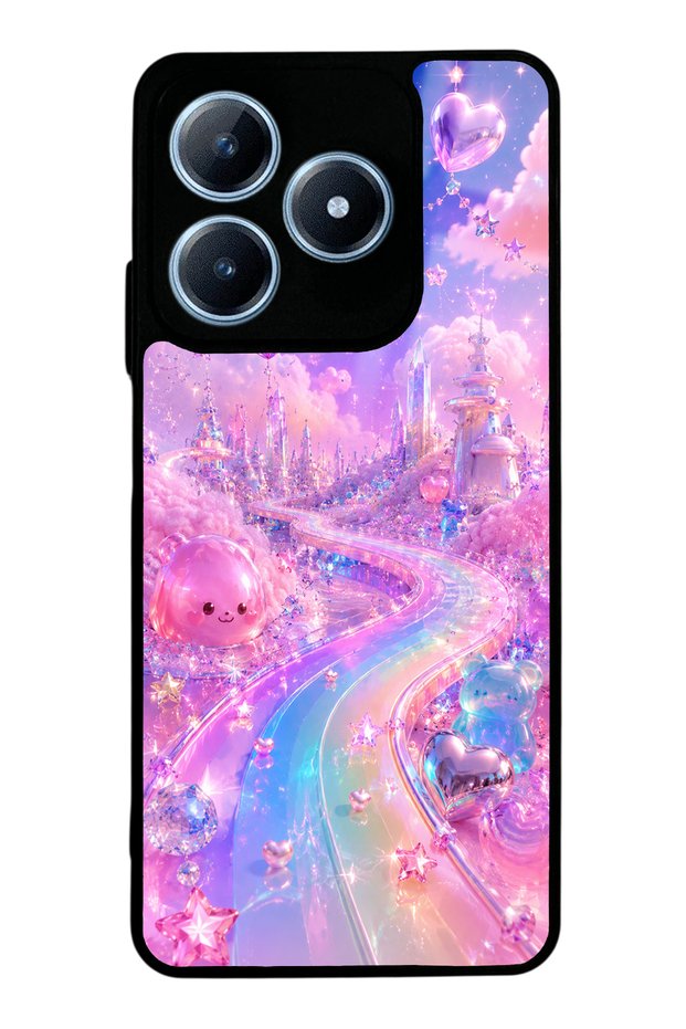 Realme C63 Crystal Heart City Design Glossy Phone Case