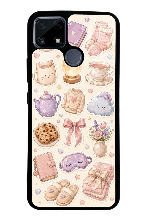 Realme C25 Glossy Phone Case with Pastel Sleepover Design