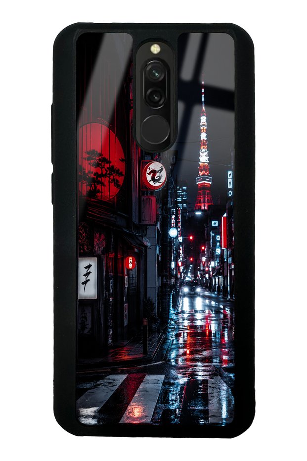 Xiaomi Redmi 8 Glossy Phone Case with Midnight Tokyo Design