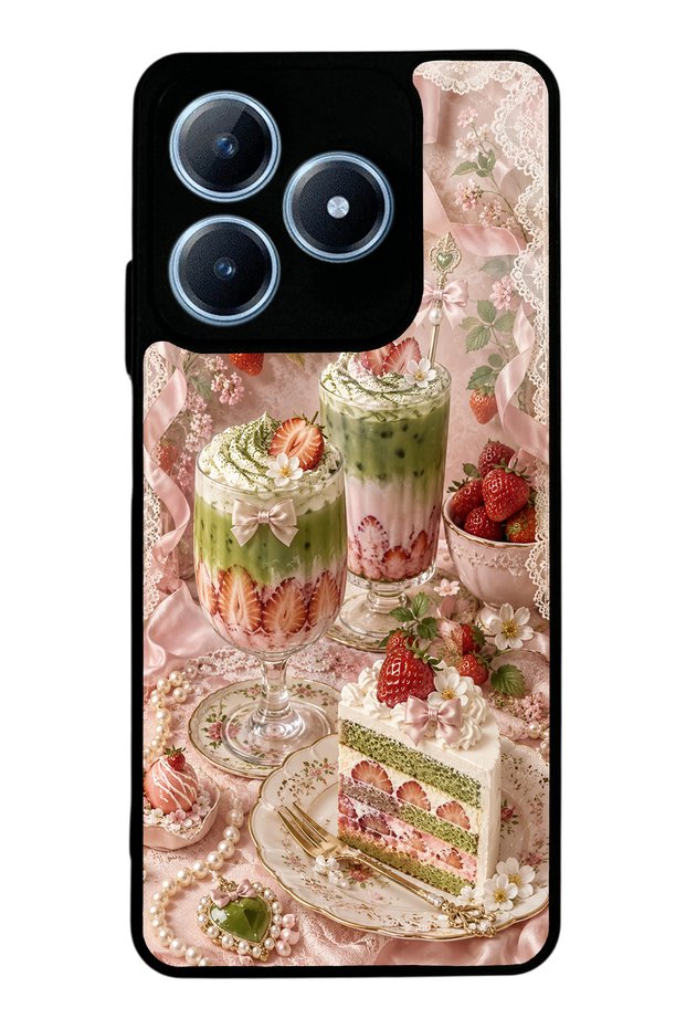 حافظة هاتف لامعة بتصميم Realme C63 Berry Matcha Dream