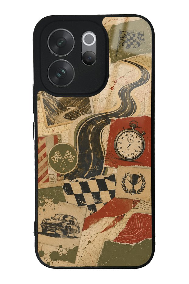Vivo V70 Glossy Phone Case with Retro Road Racing Design