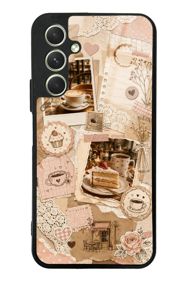 Samsung A54 Glossy Phone Case with Café Love Letters Design