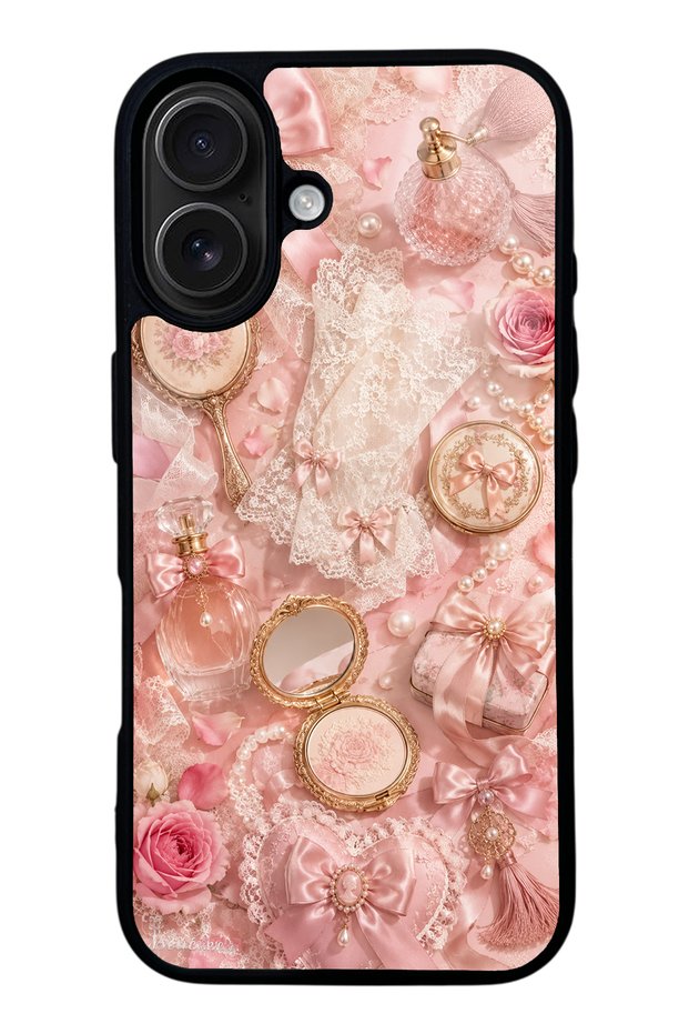 iPhone 16 Glossy Phone Case with Vintage Rose Vanity Design