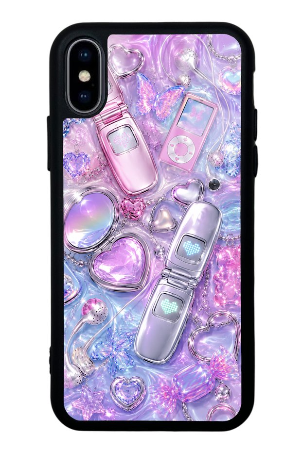 iPhone XS Max Chrome Heart Y2K Design Glossy Phone Case