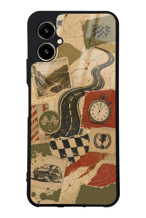Omix X5 Glossy Phone Case with Retro Road Racing Design