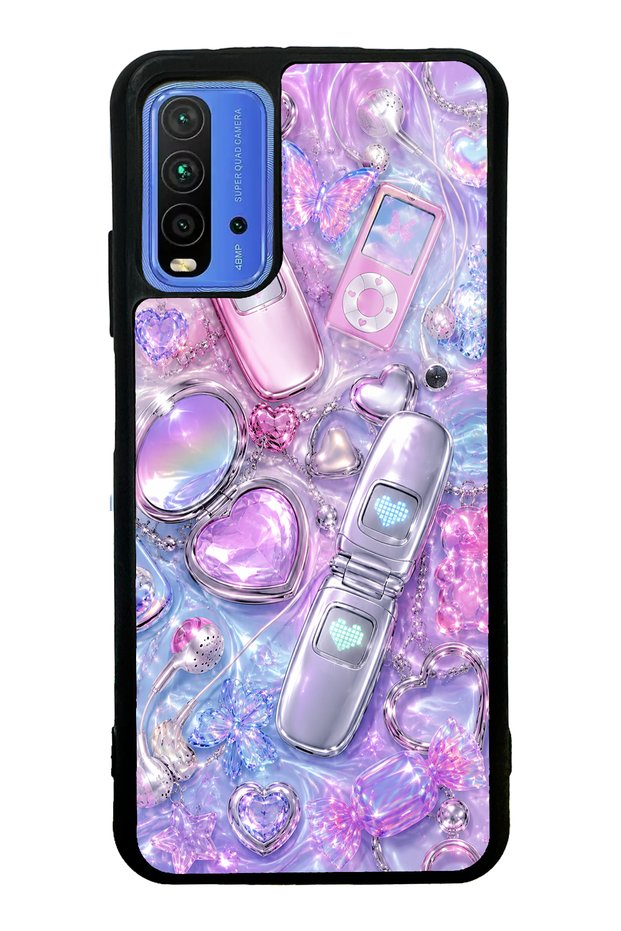 Xiaomi Redmi 9t Chrome Heart Y2K Design Glossy Phone Case