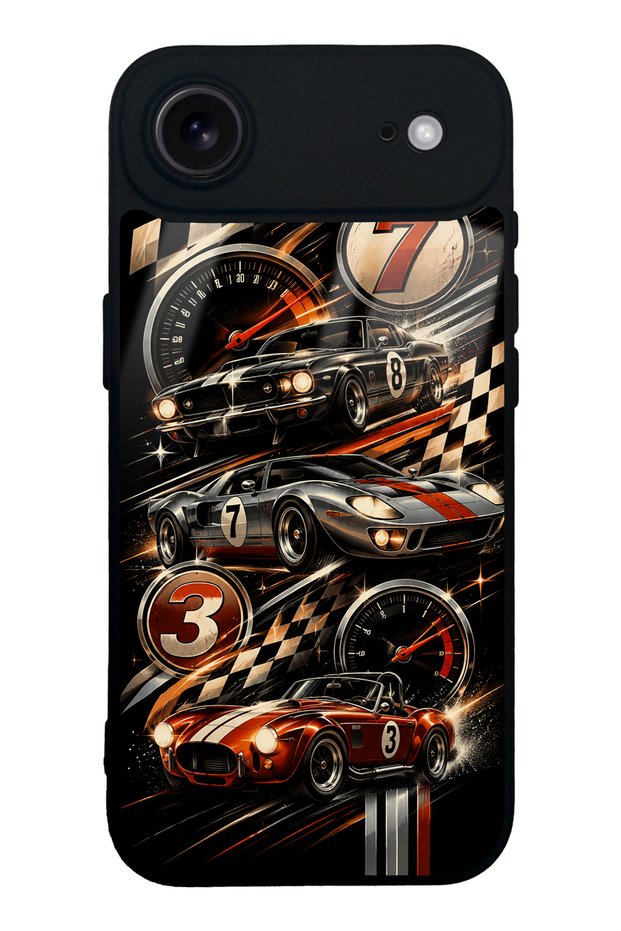 iPhone 17 Air Retro Speed Icons Design Glossy Phone Case