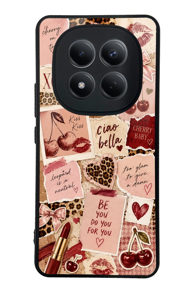 Xiaomi Redmi Note 15 Pro 4g Glossy Phone Case with Cherry Leopard Notes Design