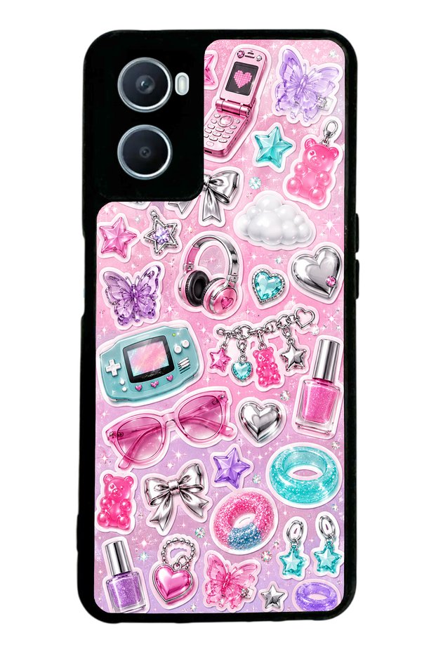 Oppo A96 Y2K Sticker Dreams Design Glossy Phone Case