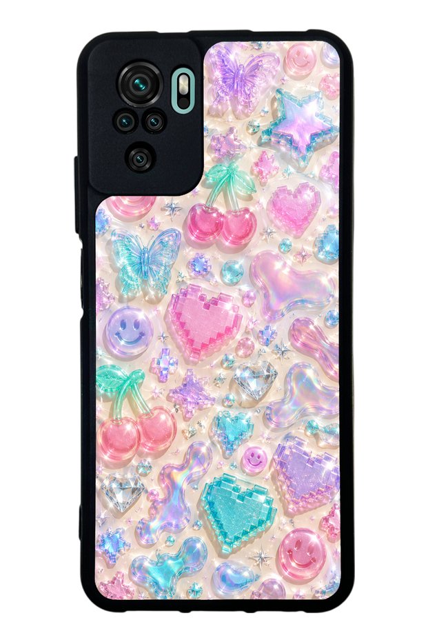 Xiaomi Redmi Note 10 Glossy Phone Case with Y2K Jelly Charms Design