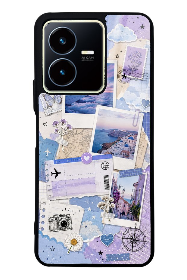 Vivo Y22S Pastel Travel Diary Design Glossy Phone Case