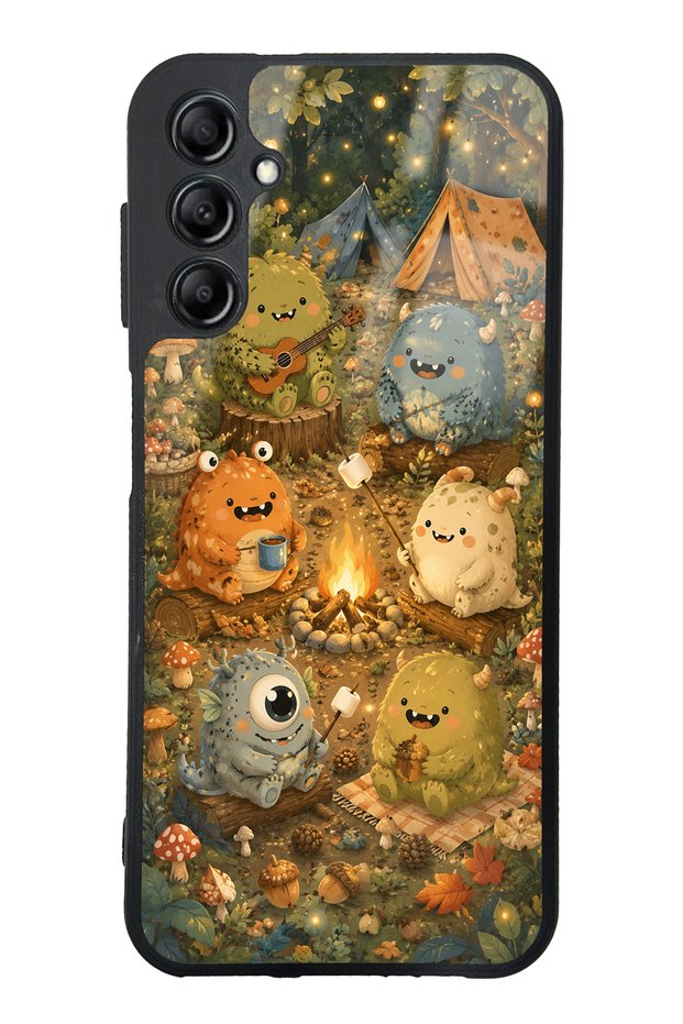 حافظة هاتف سامسونج A14 بتصميم Forest Friends Camp لامعة