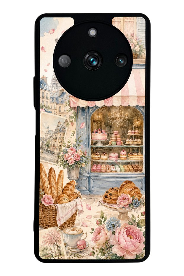 حافظة هاتف لامعة بتصميم Paris Café Bloom من Realme 11 Pro