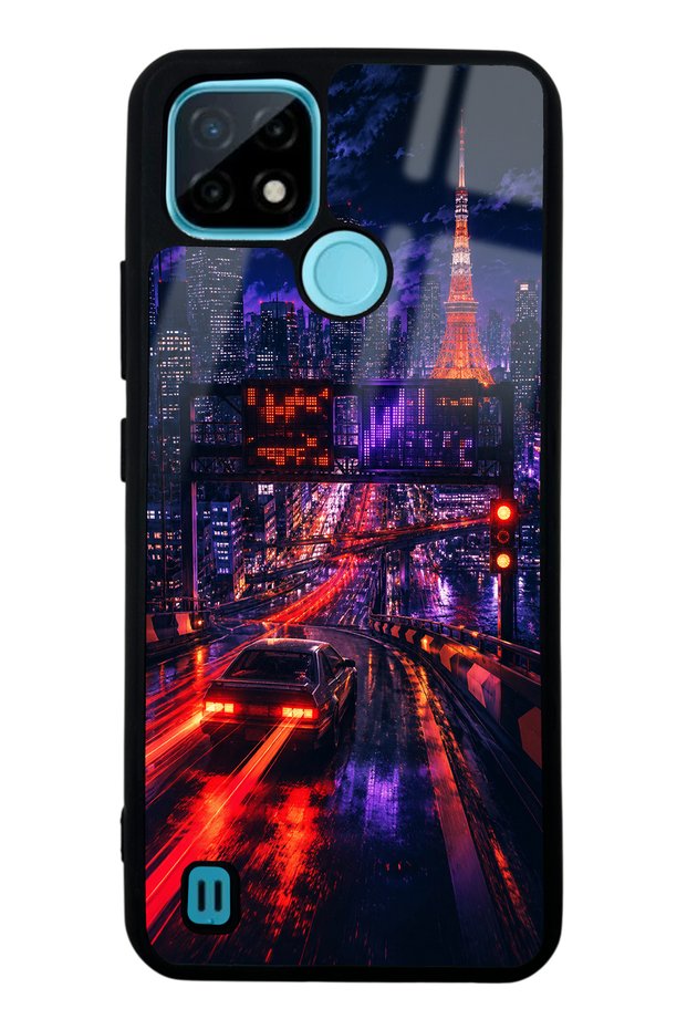 Realme C21 Neon Tokyo Nights Design Glossy Phone Case