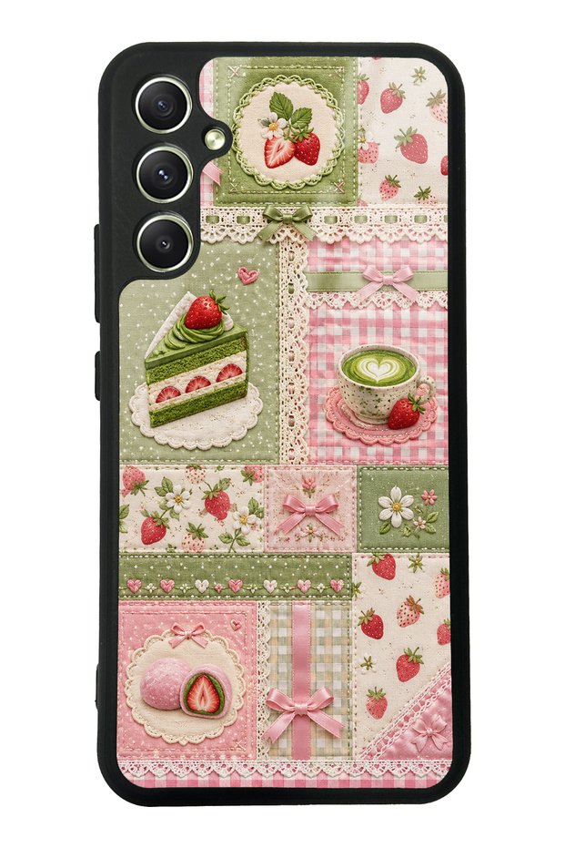Samsung A34 Matcha Berry Quilt Design Glossy Phone Case