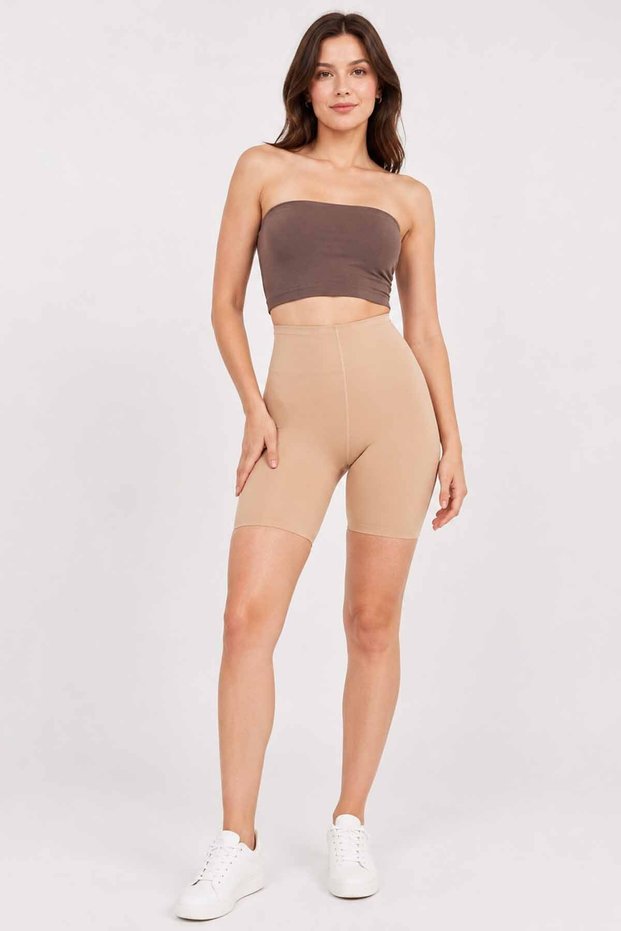 Women's Black/Beige High Waist Biker Shorts Leggings Non-Slip Waist Stretchy Sports Fitness Leggings