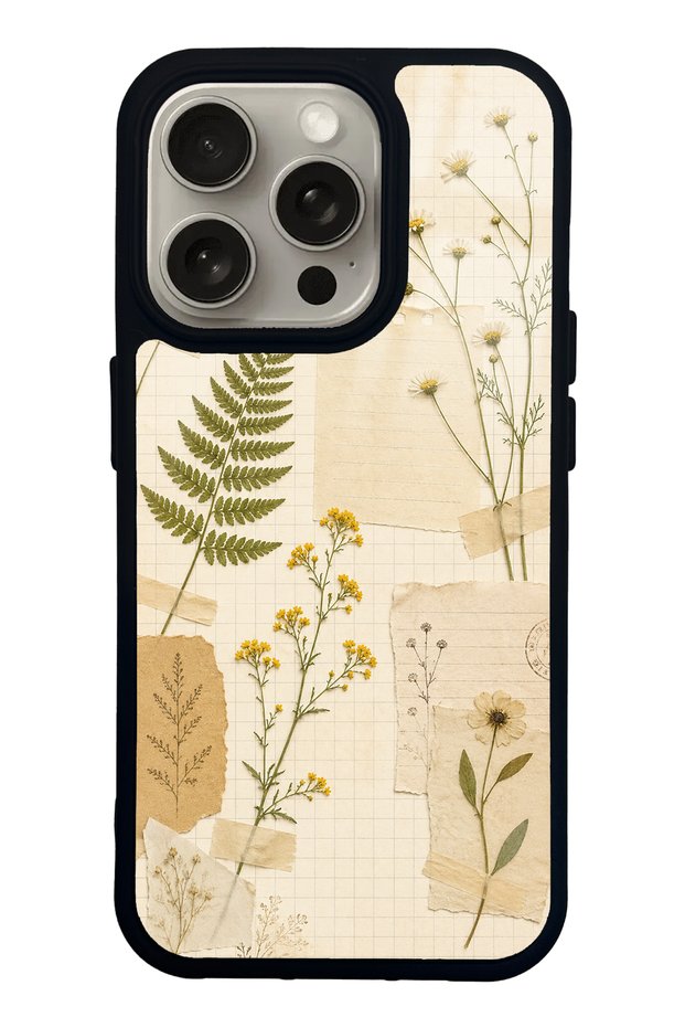 iPhone 15 Pro Pressed Meadow Design Glossy Phone Case