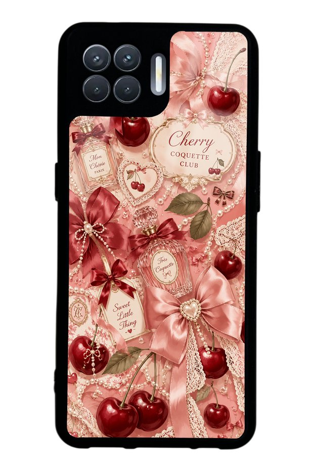Oppo Reno 4 Lite Glossy Phone Case with Cherry Parfum Coquette Design