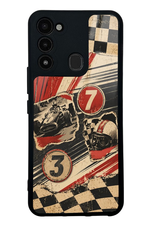 Tecno Spark 8C Retro Racing No. 7 Design Glossy Phone Cases