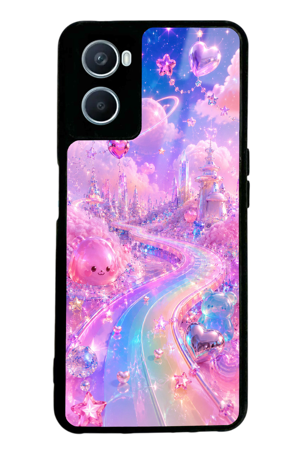 Oppo A96 Crystal Heart City Design Glossy Phone Case