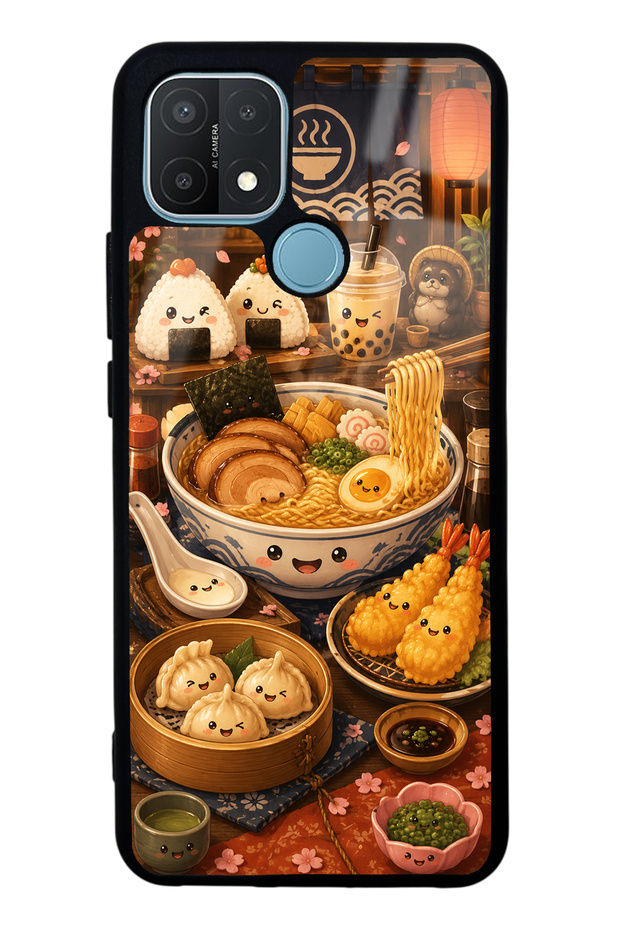 Oppo A15S Glossy Phone Case with Ramen Bento Club Design