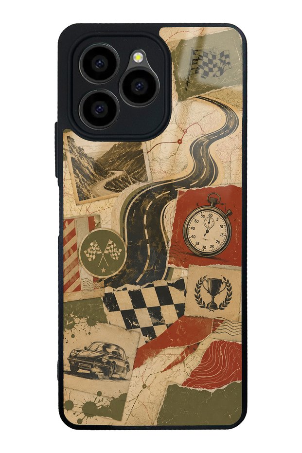 Omix X6 Glossy Phone Case with Retro Road Racing Design