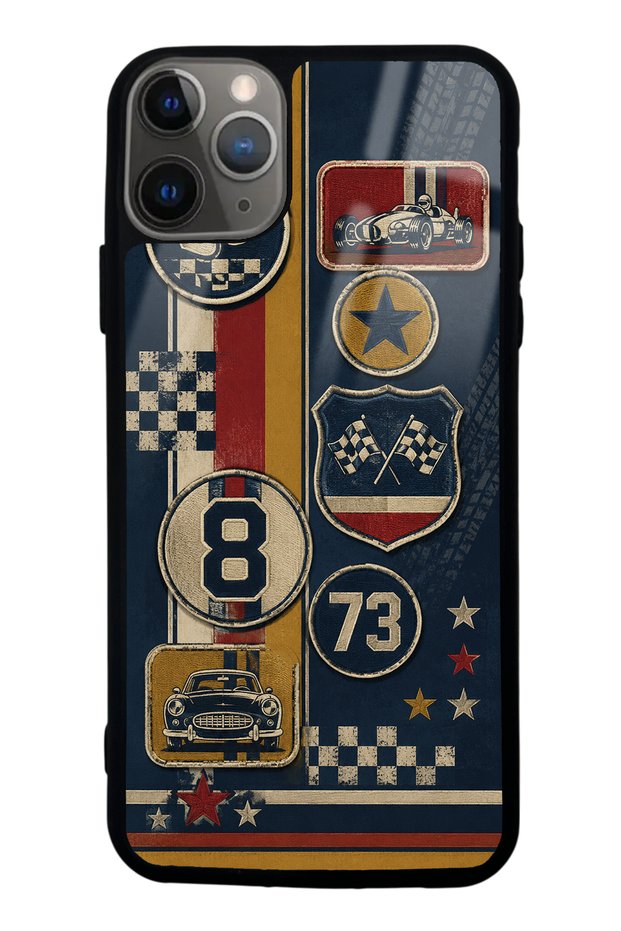 iPhone 11 Pro Max Old School Racing Design Glossy Phone Case