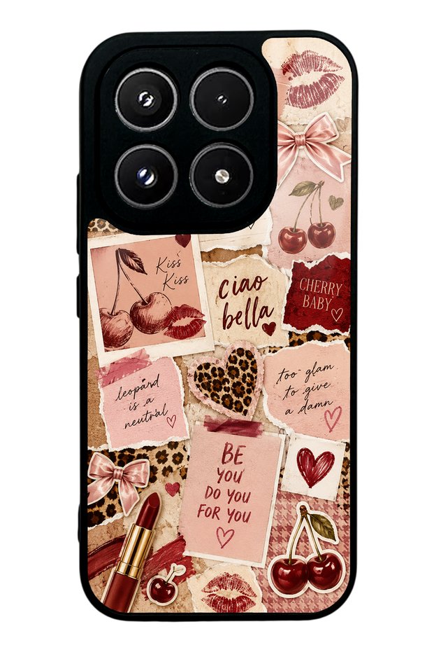 حافظة هاتف Xiaomi 17 Cherry Leopard Notes ذات تصميم لامع