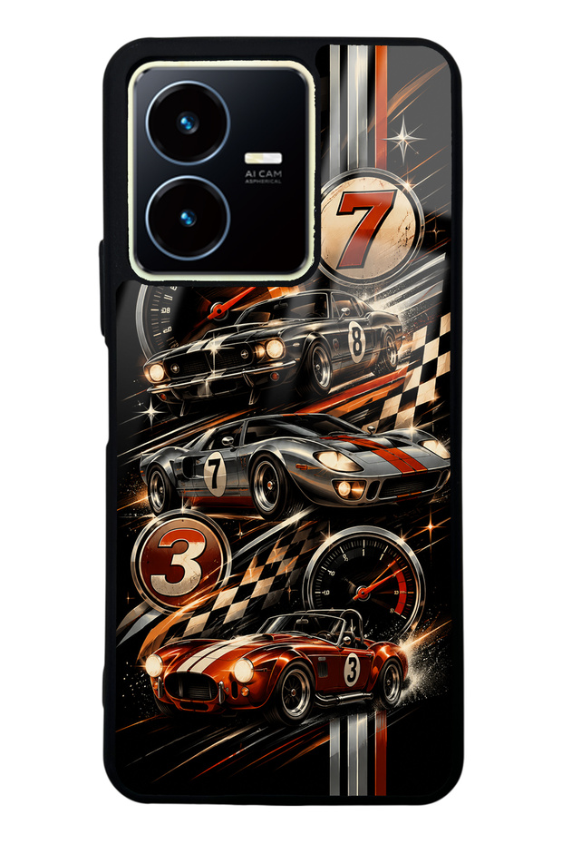 Vivo Y22S Glossy Phone Case with Retro Speed Icons Design
