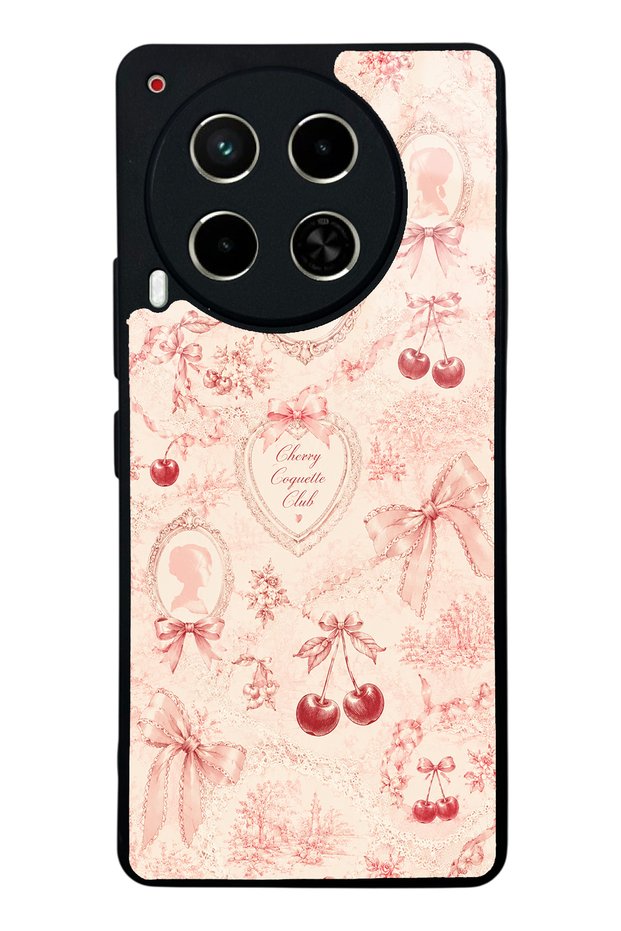 Tecno Camon 30 Glossy Phone Case with Cherry Coquette Toile Design