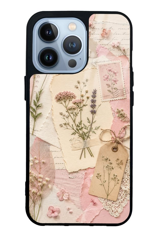 iPhone 13 Pro Blush Herbarium Design Glossy Phone Case
