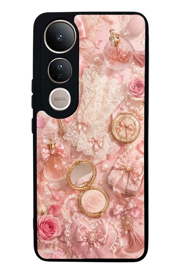 Vivo V50 Lite Glossy Phone Case with Vintage Rose Vanity Design