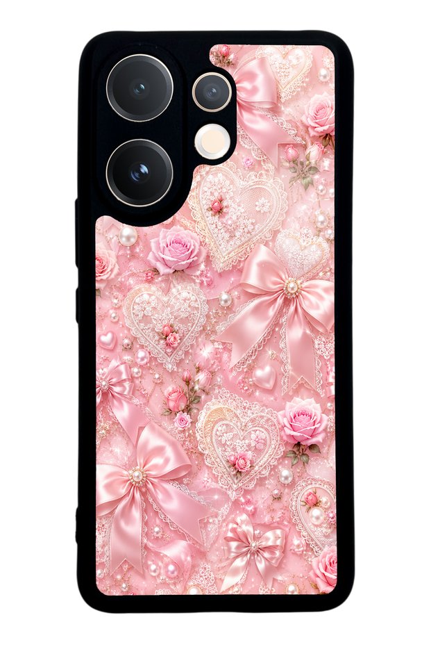 Vivo V60 Pink Lace Romance Design Glossy Phone Case