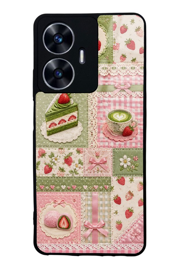 Realme C55 Matcha Berry Quilt Design Glossy Phone Case
