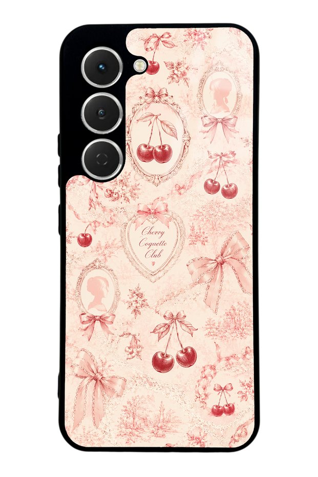 Tecno Spark 40 Pro Glossy Phone Case with Cherry Coquette Toile Design