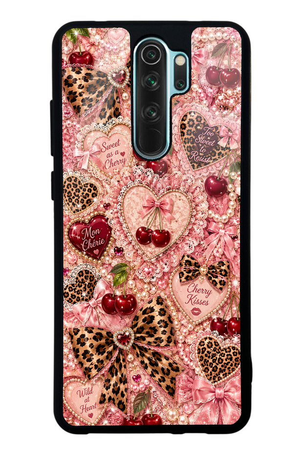 حافظة هاتف لامعة بتصميم Wild Cherry Coquette لهاتف Xiaomi Redmi Note 8 Pro